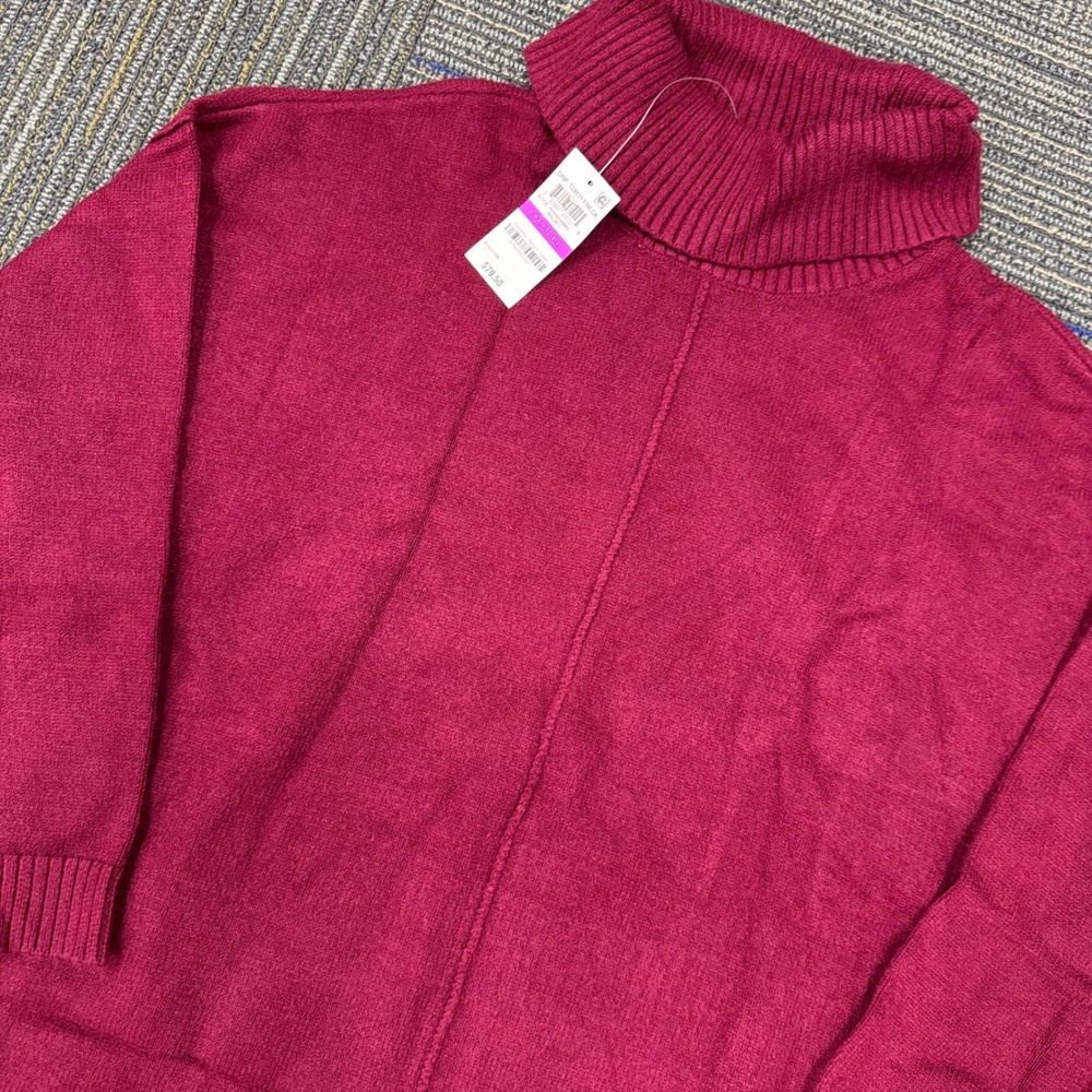 MALBEC Knit DRP Turtleneck Sweater Fuchsia Pink XXLarge Ribbed Collar Cuffs Hem